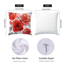 4 件套花卉自行车装饰枕套套装，单面印花桃绒材质，45*45/50*50/40*40 厘米靠垫套适用于现代简约沙发客厅装饰、礼物、派对装饰 - 彩色 - 查看 5