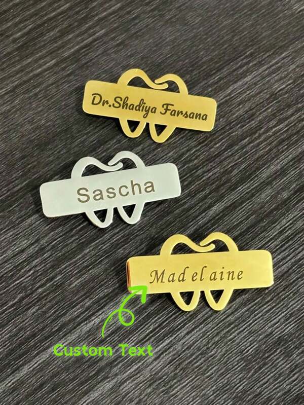 1pc Stainless Steel Dental Brooch - Customized Name & Badge Pin For Doctors & Nurses With Engraved Tooth Design, Gift For Healthcare Professionals, Father's Day, Mother's Day, Engraved, Stainless, Colorful, Cute, Adorable, Funny, Kawaii, Y2K, Stylish, Unisex, Casual, Custom, Personalized, Unique, Customized, Ideal Gifts For Him, For Valentine's Day, For Mother's Day, For Birthdays, For Children's Day, For Father's Day, For Graduation, For Weddings, For Housewarming