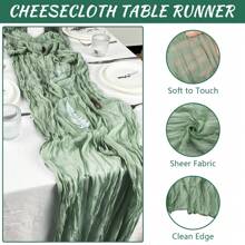 1pc Cheese Motif Bohemian Chiffon Table Runner, Transparent Lace Runner Suitable For Wedding, Bridal Shower, Baby Shower, Birthday Party, Cake Table Decor