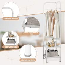 Metal Corner Coat Racks, Freestanding Garment Rack With Storage Shelf, Clothing Racks Entryway Coat Rack For Hallway, Entryway, Bedroom, Living Room, OfficeHanger Stackers Back To School Travel Essentials Room Decor,Home Decor,Bedroom Decor Storage Organization And Storage Puppy Keep Dress Shorts Phone Case Bikini Summer Dresses For Women Skirt Summer Dress Dresses Nails Jeans Tops White Dress Dresses For Women - White - View 3