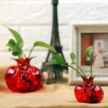 1pc Artistic Decorative Glass Vase, Pomegranate Shaped Round Vase, Elegant Home Decor Centerpiece Gifts Birthday Graduation