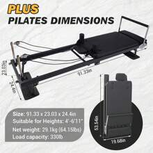 CuisinSmart Foldable Pilates Equipment For Home Workouts,Pilates Reformer Machine With Jump Board For Home And Gym,Women Gift - Plus Black with Springs,Cords - 查看 4