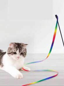 Interactive Cat Rainbow Wand Toys, Interactive Cat Teaser Wand String, Colorful Ribbon Charmer For Most Cats And Kittens - Multicolor - View 5