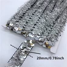 1 szt. 2 jardy 20 mm Elastyczna wstążka z cekinami Koronkowa lamówka Cekinowa tkanina do szycia na ubrania do sukienek Nakrycia głowy Ślubne akcesoria DIY