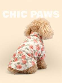 holdhoney Pet Shirt For Small Dogs & Cats, Rose Floral Print, Korean Style Cute Pet Blouse - Breathable Spring Summer Pet Clothes, Cute Pet Shirt For Small Dog Cat Puppy Kitten, Cute Cat Shirts, Dog Shirts For Small Dogs, Cute Dog Clothes - Perfect For Daily Wear, Photo Shoots, Outdoor Adventures, Birthday Parties, Pet Fashion Show, Family Gatherings