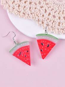1 Pair Resin Watermelon Fruit Shape Earrings, Women Party Decor Jewelry