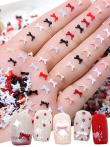 50Pcs/Bag Mixed Color Mini Bow Nails Press On Nail Art Kawaii Flatback Resin Rhinestones Nail Charms Nail Supplies Nails Nail Gems