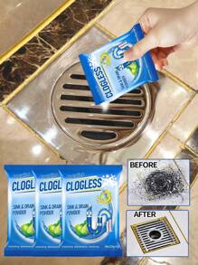 Polvo desbloqueador de drenajes - Desodoriza, desatasca, limpia y mantiene de manera efectiva los drenajes y lavabos de la cocina, inodoro y baño