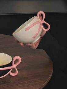 少女蝴蝶结手柄陶瓷杯、咖啡杯、拿铁杯、早餐杯、礼物 - 多色 - 查看 9