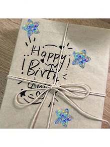 3 卷/套全息贴纸组合 - 星形、圆形、心形 - 适用于 DIY 工艺礼品盒、商业包装、派对礼品、信封封口、防水、不粘