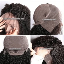 MECRY 奢华深波浪 13x4 HD 10-36 英寸女士蕾丝前假发 - 预先拔取婴儿头发，密度高，透明无胶封口，优雅卷曲的黑色真人前额头发