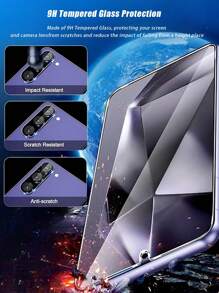 五合一钢化玻璃屏幕保护膜+摄像头镜头保护膜，防水、防指纹、防摔、防刮、防碰撞、防偷窥，适用于三星 Galaxy S21FE/S23FE/A54/A15/A31/A34/A35/A55/M53/M54/M55/A17/A07 - 無色 - 查看 4