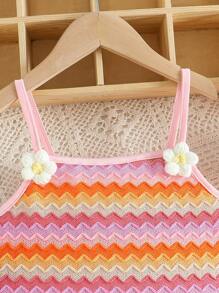 Vestido sin mangas con tirantes y estampado floral, bohemio y de rayas para niñas, nueva moda de verano para niñas preadolescentes mayores - Multicolor - Ver 2
