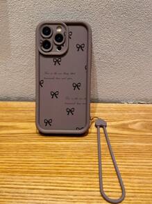 Lanyard Bow-Knot1pc Bowknot Pattern Camera Protection Shock-Proof Phone Case Compatible With Iphone 11 Pro Max/12 Pro Max/13 Pro Max/14 Pro Max/15 Pro Max/IPhone 16 Plus/IPhone 16 Pro Max, Redmi, OPPO/Realme, VIVO, Infinix, Honor, One Plus Waterproof Anti-Fall Scratch Resistant - Brown - View 3