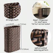 Wicker Umbrella Holder Indoor Outdoor, Decorative Hand Woven Umbrella Stand Rack For Home, Entryway Rustic Farmhouse Multipurpose Narrow Tall Basket (Brown) - 棕色 - 查看 2
