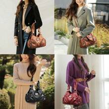 Women's Handbag PU Leather Hobo Handbag Women Vintage Shoulder Bag Hobo Bag Women Top Handle Bag Crossbody Bag Retro Bags For Women Brown