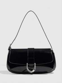 Fashionable Versatile Small Square Bag, Minimalist Small Handbag, Solid Color Y2K Babe Bag, Shoulder/Underarm Bag, Casual Bag - Black - View 8