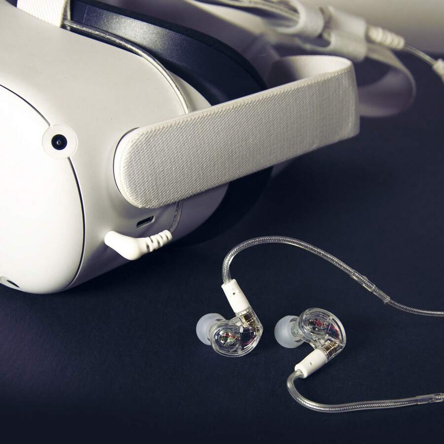 M6 VR Multiplatform In-Ear Earphones With Headset Microphone For Video Game Consoles, Handheld Portable Consoles, PC; Also Includes Short Cable And Mounting Bracket For VR Gaming Headsets