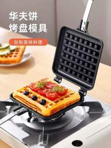 Molde para hacer gofres, bandeja para hornear, sartén antiadherente, rejilla para panqueques, pasteles caseros, herramientas para hornear muffins - Negro - Ver 2