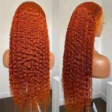 Super Soft Orange Deep Wave Lace Front Wig For Women, 13x4 HD Transparent  Human Hair, Glueless 200% Density Curly Wig - Perfect Christmas Gift, Ginger, Christmas Gifts