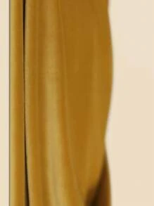 1pc Solid Yellow Velvet Italian Velvet Blackout Soundproof Luxury Curtain For Living Room - Buff Yellow - View 6