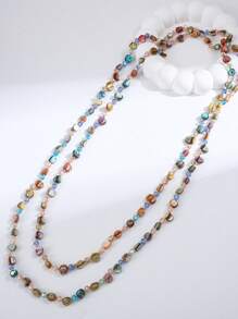 Boho Beach Style Necklace, Colorful Beaded & Shell Decor Long Necklace For Women - Colorful - View 6