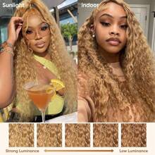 30 Inch 13x6 Honey Blonde Hd Lace Front Wig Human Hair 200 Density Deep Wave Lace Front Wig Honey Blonde Wig Human Hair Pre Plucked With Baby Hair HD Wet And Wavy Lace Front Wigs Human Hair - S27 - 查看 8