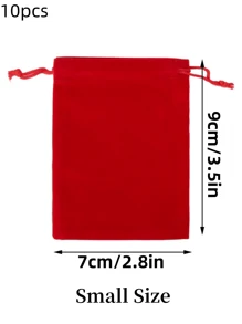 10/20pcs Velvet Bags With Drawstring, Velvet Bags Christmas Wedding Jewelry Bags Red Gift Bags Party Gifts Festival Supplies, Suitable For Gift Packaging, Suitable For Various Festival Parties, Mother's Day Gifts (3 Inches * 4 Inches)