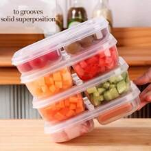 4pcs 2 Cell Food Storage Container With Soft Seal Lid - Reusable, Leak-Proof Refrigerator Organizer For Meat, Vegetables And Fruit - Perfect For Kitchen And Outdoor Picnics