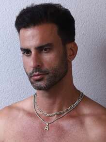 2pcs/Set Women's Minimalist Vintage A-Z Letter Pendant Necklace, Stainless Steel Material Waterproof Non-Fading, Suitable For Daily Wear And Holiday Parties - Multicolor - View 3