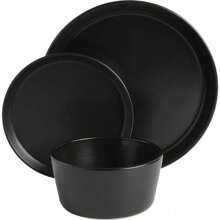 Gibson Soho Lounge Sofia Coupe - Vajilla para 4 personas (12 piezas), color negro