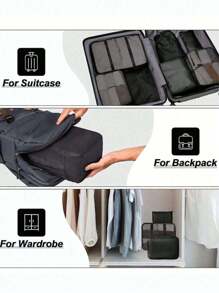 9 件/套旅行打包整理立方体,大容量多功能拉链封口手持旅行包,包括整理立方体、网袋、化妆包、鞋袋、瓶套、抽绳袋、普通包、内衣袋、防水洗漱包,适用于衬衫、内衣、衣服、化妆品、粉饼、粉底、眼影、眼线笔、粉饼、洗漱用品、牙刷和牙膏 - 彩色 - 查看 4