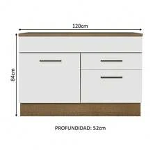 Gabinete Bajo Cocina Madesa Agata 2 Cajones Con Encimera Color Marrón/blanco - Marrón y Blanco - Ver 2