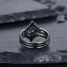 3 pièces/Lot Bague de couple en alliage avec design géométrique carré et strass, porté de manière polyvalente pour la vie quotidienne, les fêtes et les cadeaux de festivals
