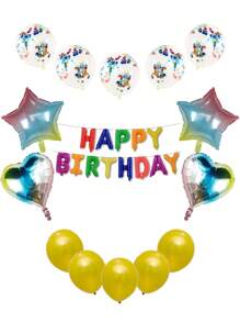 27pcs/Set Happy Birthday Letter Balloon Rose Gold Silver Foil Star Heart Balloon For Adult Birthday Party Decoration - Multicolor - View 22