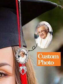 1pc Personalized Graduation Cap Pendant Necklace, Customized Color Photo, Fashionable Vintage Laser Engraved Collar Necklace School Badge Jewelry, Student Graduation Gift