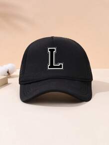 1pc Kid's 26-Letter Baseball Hat, New With Drawstring, Fashionable And Versatile Mesh Breathable Sun Hat, Suitable For Daily Outings In Spring And Summer, Suitable For Use As A Gift