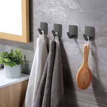 4pcs Adhesive Hooks, Coat Hooks, Bathroom Hangers, Hooks, No Drill Wall Hooks, Stainless Steel Bathroom Towel Hooks, Adhesive Metal Hooks, Sticky Towel Hooks, Stainless Steel Bathroom Hanging Hooks, Small Wall Hangers For Bathroom - Multicolor - View 5