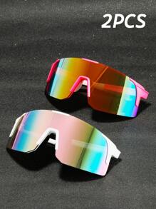 1/2/4件装时尚半框一体式骑行眼镜，男女户外自行车防风运动护目镜