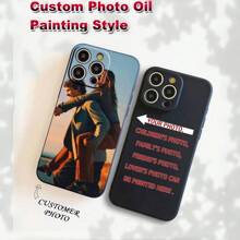 1 pieza Funda protectora de teléfono personalizada de TPU en color negro, blanco y morado compatible con modelos de /Galaxy, elegante, colorida, vintage, linda, personalizada, ideal como regalo para él, ella, novio, novia, familia, amigos, abuelos, pareja, para aniversarios, para cumpleaños
