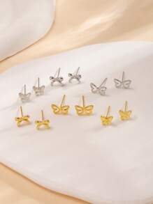 6pcs/Set Delicate Butterfly Shaped Stud Earrings Fashion Versatile For Daily Wear
