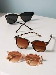 3pcs New Retro Rivet Full Frame Versatile Fashion Chic Round Frame Glasses - Multicolor - View 3