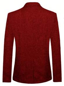 I FineLong Men's Spring/Autumn Lapel Neck Long Sleeve Casual Blazer Suitable For Business, Banquet, Social Occasions - Red - View 5