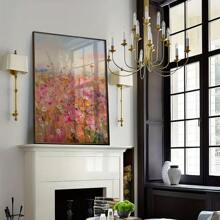 1 szt. Różowy wiosenny dziki kwiat botaniczny plakat artystyczny bez ramki nowoczesny współczesny styl - estetyczny kolorowy kwiat boho obraz na płótnie wydruk do wystroju Cottagecore, minimalistyczny kwiatowy obraz ścienny, poziomy wydruk artystyczny tuszem na powierzchni płótna