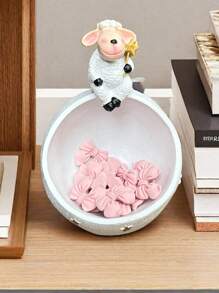 1pc Cute Resin Sheep Tray Desktop Decoration, Suitable For Office Desktop, Home And Holiday Decoration(Excluding Details Of Shooting Props, Please Refer To The Size Chart For Specific Physical Items)