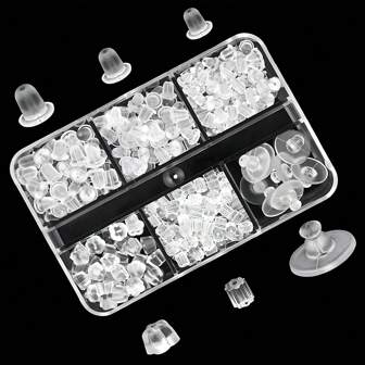 556pcs Earring Back Ear Backing Pads Earring Backstops Bullet Clutch Stopper Replacement Combination Silicone Rubber Soft 6 Styles