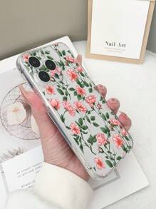 1 pieza Funda transparente de TPU a prueba de golpes con estampado floral colorido compatible con iPhone 15/15pro/15plus/15promax/16/16pro/16plus/16promax, Galaxy S23 Ultra/A14/A24, Redmi Note12pro, Pixel 8/8 Pro