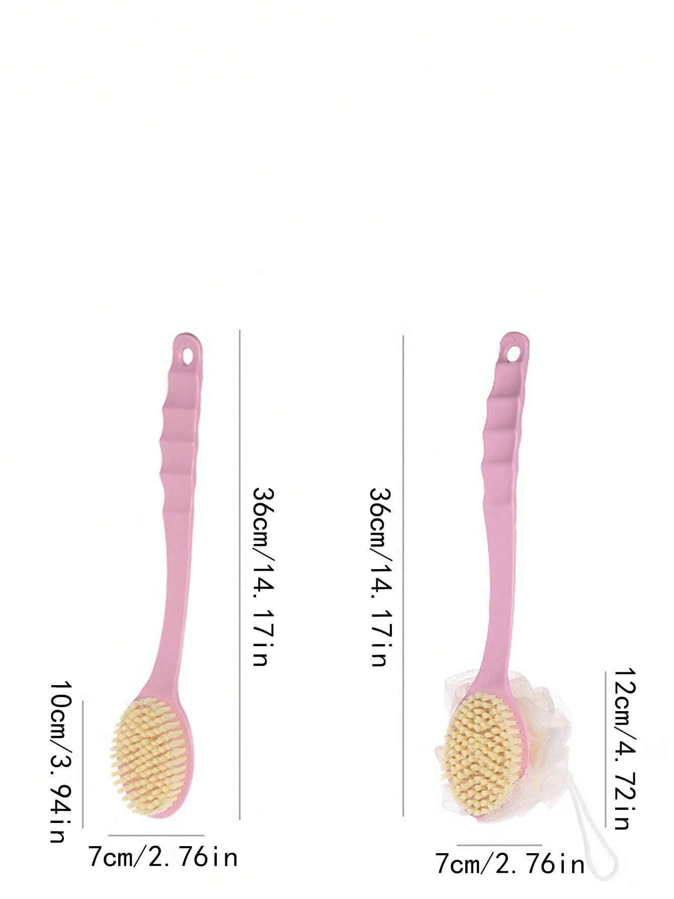 فرشاة استحمام ذات مقبض طويل باللون الوردي/الأزرق –...