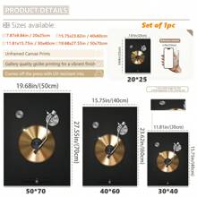 1 件，帆布挂画，带框装饰画，海报，墙壁艺术，复古金唱片帆布艺术印刷品，客厅、卧室、办公室墙壁装饰 - 独特的音乐主题海报，防水，完美的礼物创意，房间装饰