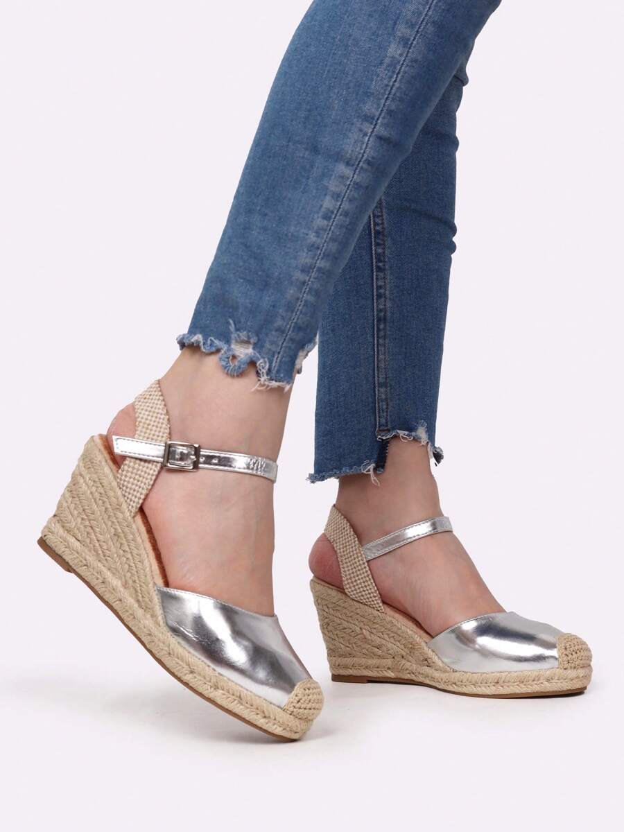 ESPADRILLES BLASSICHE IN CAMOSCIO SINTETICO CON ZEPPA ALTA 8CM E PLATEAU 2CM - Prata - Ver 1